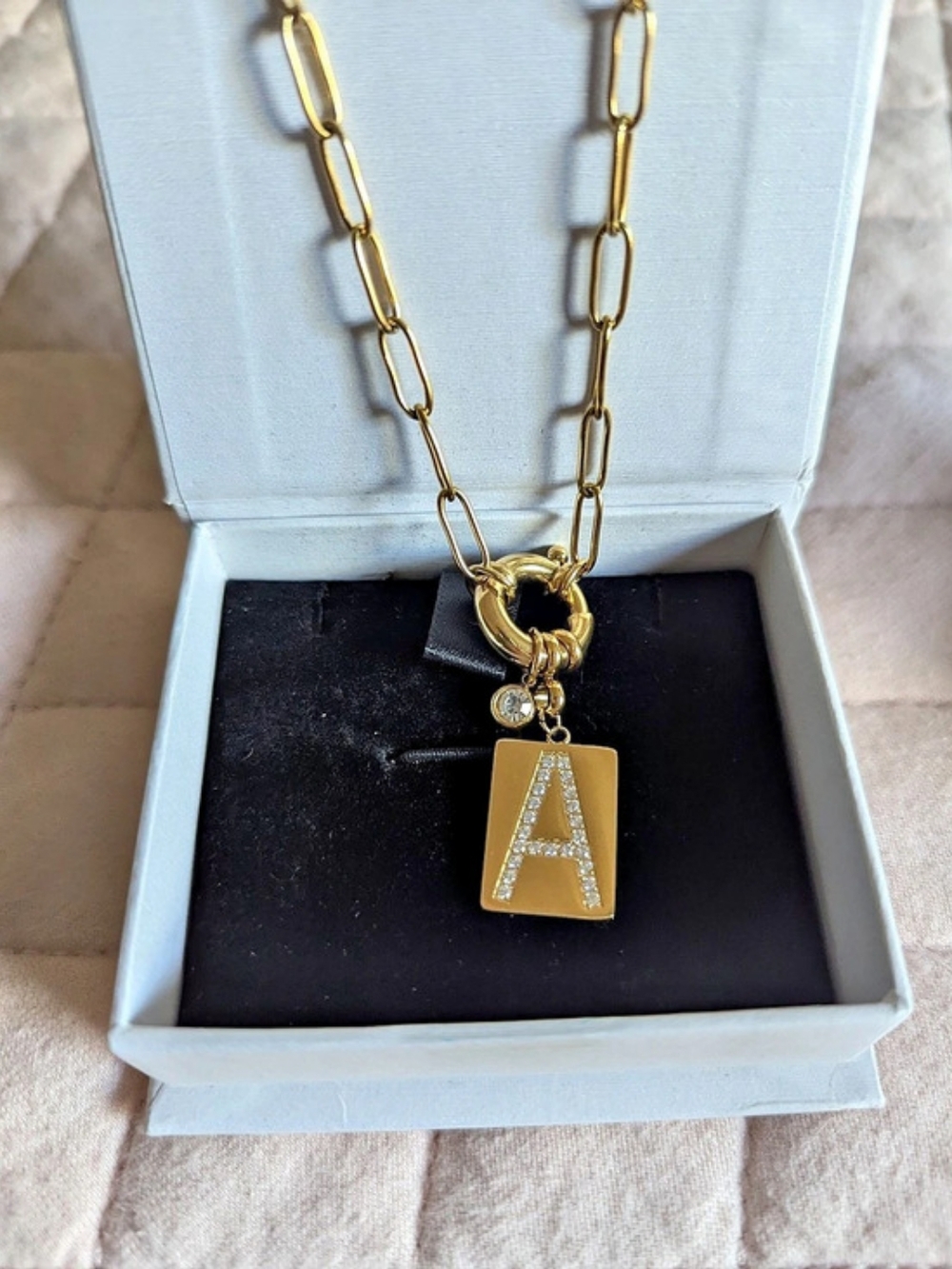 mint&lily A Initial Necklace Initial Pendant Necklace in Gold & Black Like New